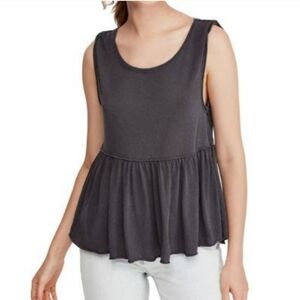 Free People We The Free Babydoll Tank Top Ruffled Hem Peplum Sleeveless